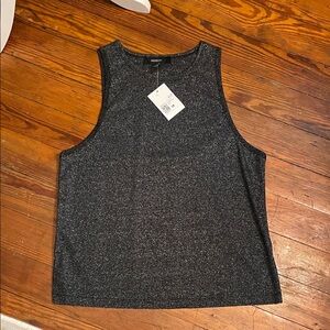 Forever 21 Fun Black Tank Top with Metallic Detail